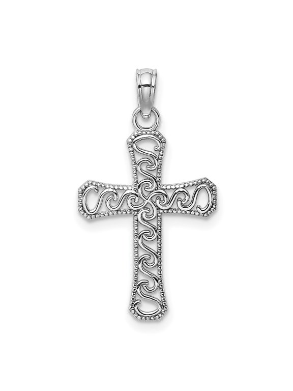 10k White Gold Fancy Cross Pendant