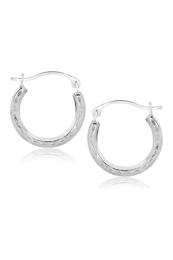 10k White Gold Fancy Hoop Earrings