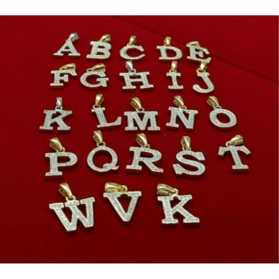 10k White Gold Finish Alphabet With Lab Created Diamonds Silver Pendant