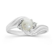 DIRECT-JEWELRY 10k White Gold Freshwater Cultured Pearl And Diamond Ring