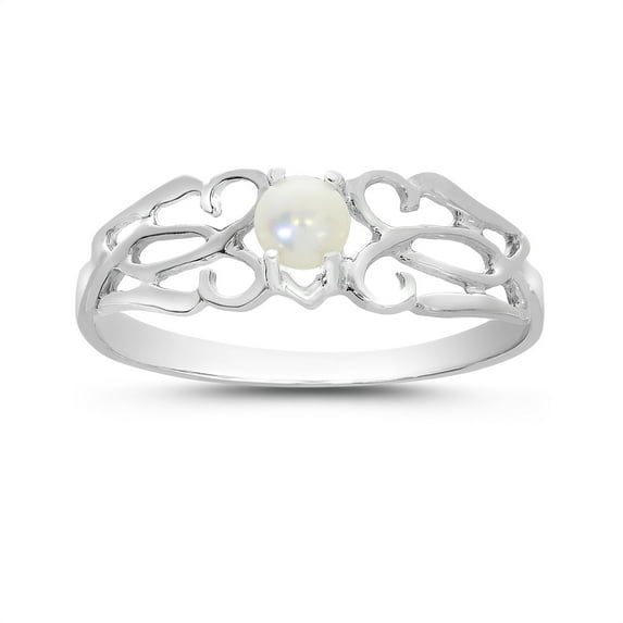 10k White Gold Freshwater Cultured Pearl filigree Ring