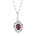 thumbnail image 1 of 10k White Gold Garnet & 1/4 Carat T.W. Diamond Oval Halo Pendant Necklace, 1 of 2