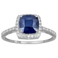 thumbnail image 1 of 10k White Gold Genuine Cushion-cut 1.80ct Sapphire and Diamond Halo Ring, 1 of 5