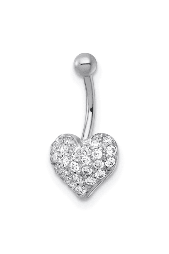 10k White Gold Heart Belly Button Ring