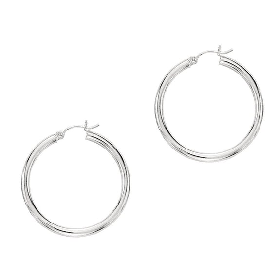 10k White Gold Hoop Earrings - 1.2gr, 2x25mm, (3/32" x 1")