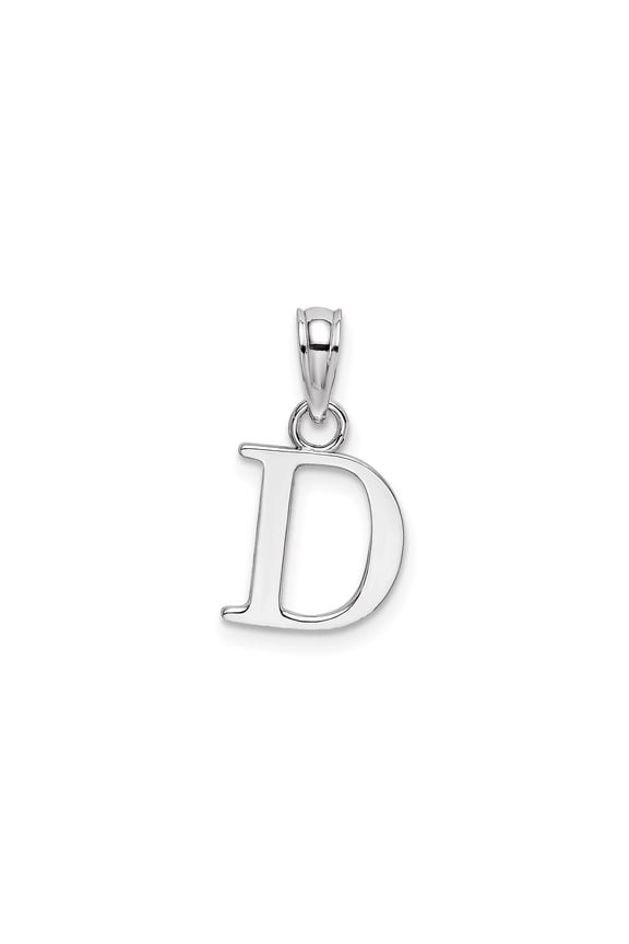 10k White Gold Initial D Pendant for Women, Polished Block Letter Charm, Minimalist Monogram Jewelry, Sleek Alphabet Necklace Accessory for Identity or Everyday Wear