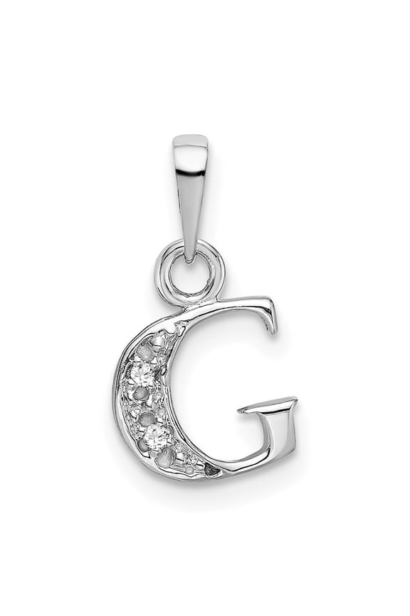 10k White Gold Initial G Pendant Necklace for Women with Diamond Accents, Dainty Alphabet Letter Charm, Personalized Monogram Jewelry for Identity and Name Styles