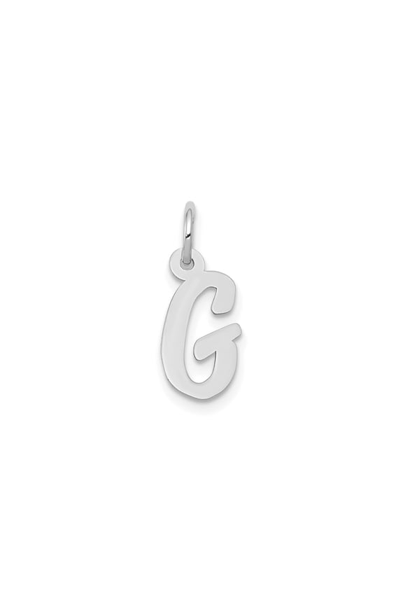 10k White Gold Initial G Pendant for Women or Unisex Wear, Polished Script Letter Charm, Personalized Monogram Jewelry, Dainty Custom Alphabet Necklace Accessory