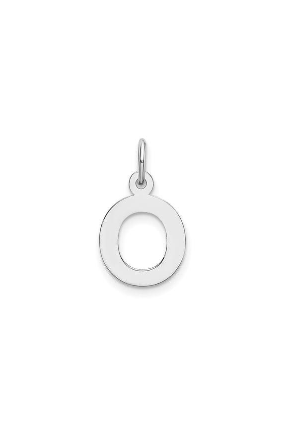 10k White Gold Initial O Pendant for Women, Polished Open-Cut Alphabet Charm, Minimalist Monogram Necklace, Dainty Personalized Jewelry for Everyday Wear