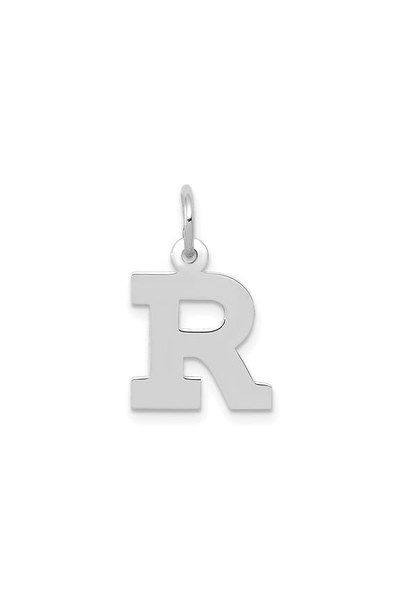 10k White Gold Initial R Pendant Necklace Charm for Women or Unisex, Polished Block Letter Jewelry, Lightweight Alphabet Monogram Accessory for Personalized Style and Everyday Wear