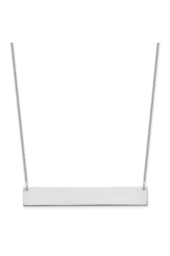 10k White Gold Large Blank Bar Necklace