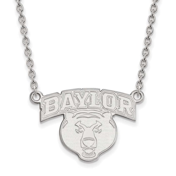 10k White Gold LogoArt Baylor University Large Pendant 18 inch Necklace Q1W031BU-18