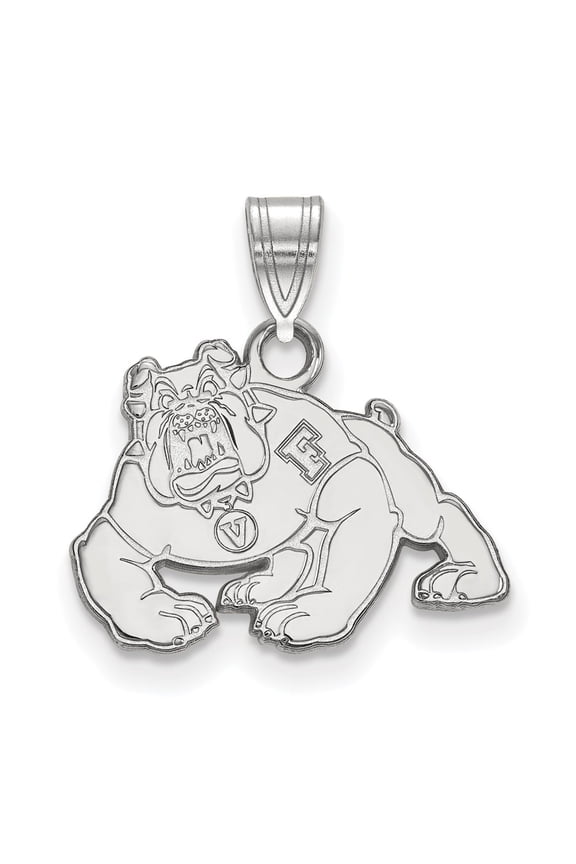 10k White Gold LogoArt California State University Fresno Bulldog Small Pendant Charm