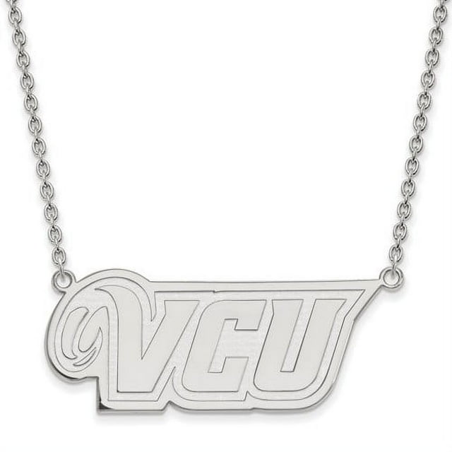 10k White Gold LogoArt Official Licensed Collegiate 18in Virginia Commonwealth University (VCU) Large Pendant w/Necklace