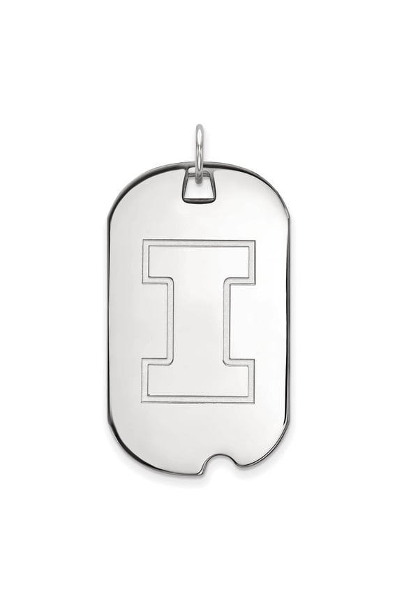 10k White Gold LogoArt University of Illinois Letter I Large Dog Tag Pendant Q1W028UIL