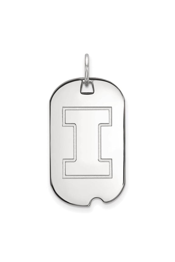 10k White Gold LogoArt University of Illinois Letter I Small Dog Tag Pendant Q1W027UIL