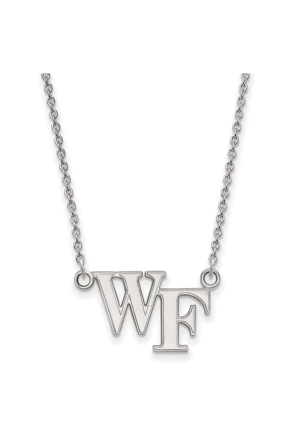 10k White Gold LogoArt Wake Forest University W-F Small Pendant 18 inch Necklace Q1W009WFU-18