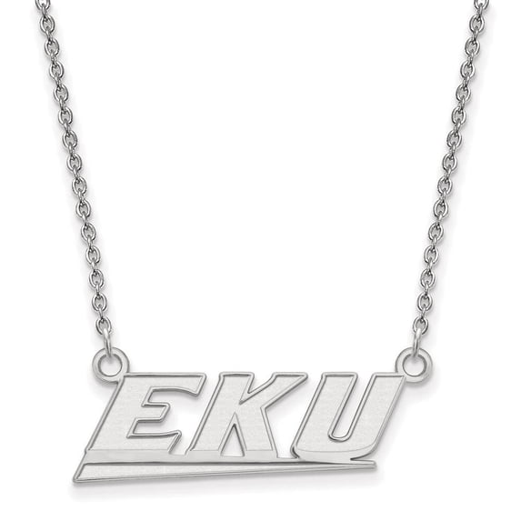 10k White Gold Logoart Eastern Kentucky University Small Pendant Necklace