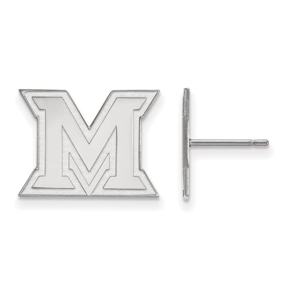 10k White Gold Logoart Miami University Small Post Earrings