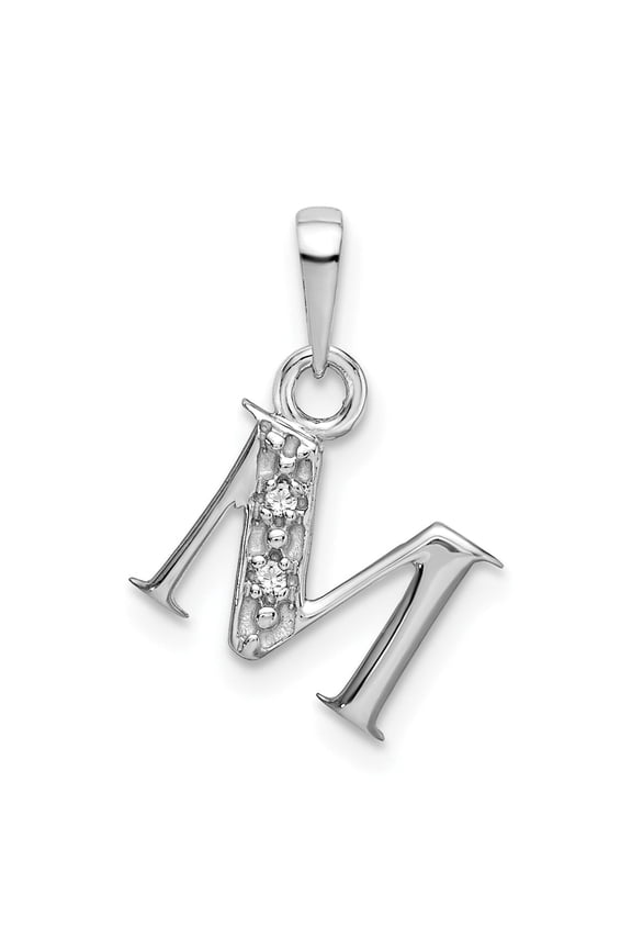 10k White Gold M Initial Pendant for Women, Diamond Cut Monogram Charm for Necklace, Personalized Letter Jewelry, Symbolic Identity Accessory, Simple Everyday Wear Style
