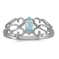 thumbnail image 1 of 10k White Gold Marquise Aquamarine filigree Ring, 1 of 2