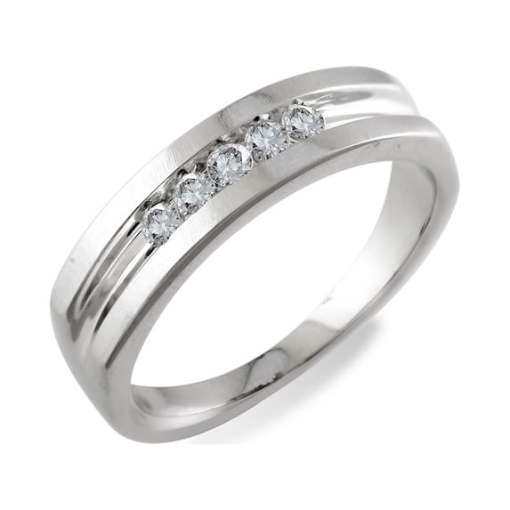 10k White Gold Mens Diamond Ring, 1/2 Carat (ctw) Round Cut Natural White Diamond 5-Stone Anniversary Wedding Band Ring Men's Jewelry (Diamond Color: H-I, Clarity: I2, 0.50cttw) Ring Size-13.5