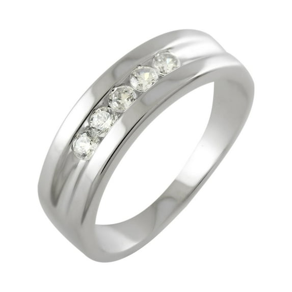 10k White Gold Mens Diamond Ring, 1/4 Carat (ctw) Round Cut Natural White Diamond 5-Stone Anniversary Wedding Band Ring Men's Jewelry (Diamond Color: H-I, Clarity: I2, 0.25cttw) Ring Size-10.5