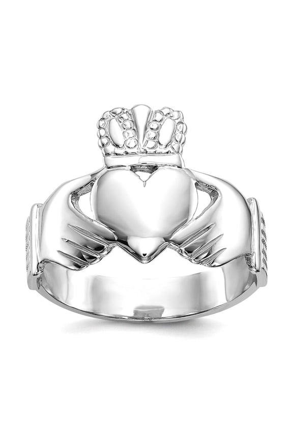 10k White Gold Mens Irish Claddagh Celtic Trinity Knot Ring Size 9.00 Ring for Men - 4.3 Grams