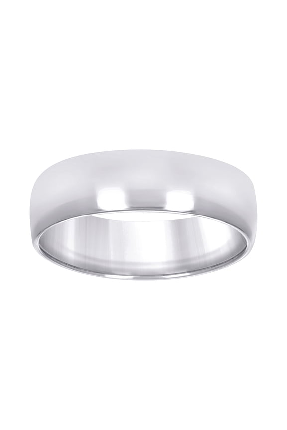 10k White Gold Mens Wedding Band Regular Fit 6mm Size 12 Wedding Band for Men - 4.4 Grams