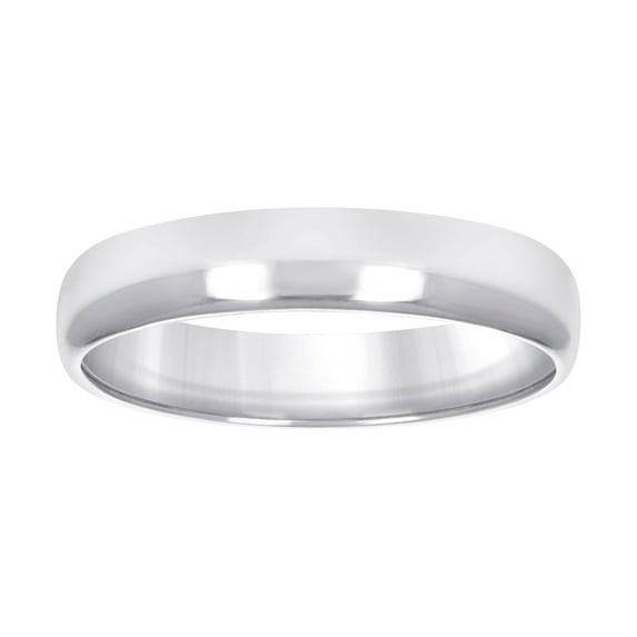 10k White Gold Mens Womens Unisex Wedding Band Regular Fit 4mm Size 10 Wedding Band for Men