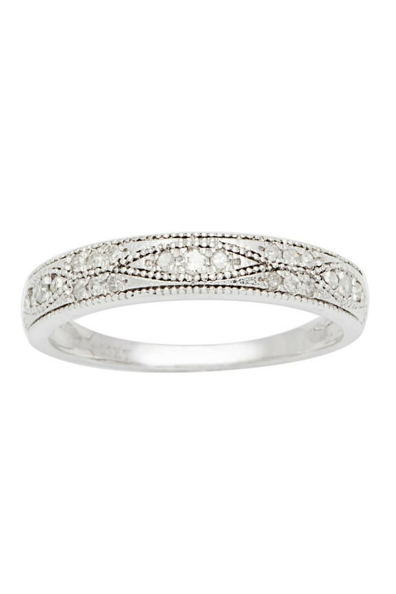10k White Gold Milgrain Diamond Wedding Anniversary Band (1/5 cttw, I-J, I2-I3)