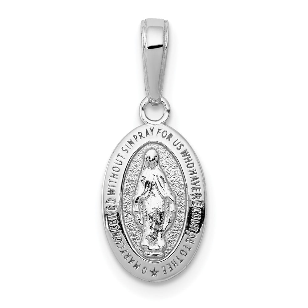 Finest Gold 10K White Gold Miraculous Medal Charm