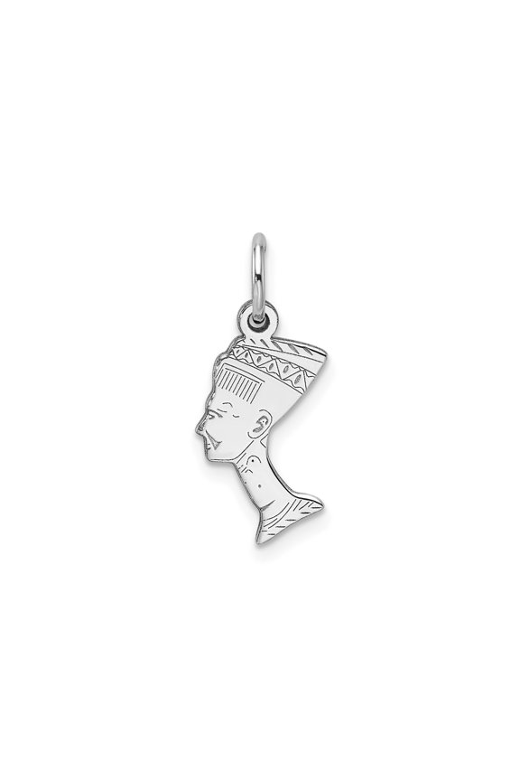 10k White Gold Nefertiti Pendant for Women, Egyptian Queen Charm with Profile, Symbolic Necklace Jewelry for Beauty, Power, African Heritage, Cultural Style