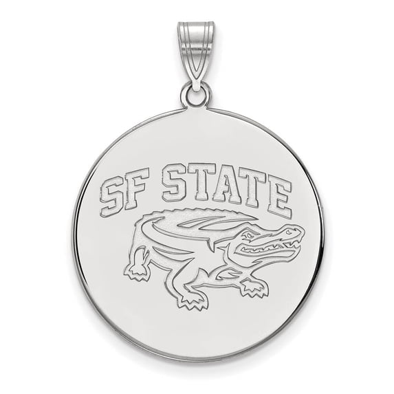 10k White Gold Official Licensed Collegiate San Francisco State University (SFSU) XL Disc Pendant