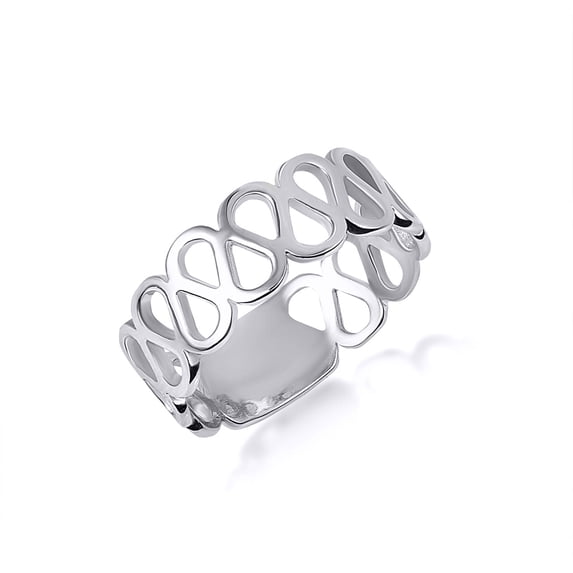 10k White Gold Openwork Band Ring (Size 6.5)