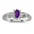 thumbnail image 1 of 10k White Gold Oval Amethyst And Diamond Ring, 1 of 2