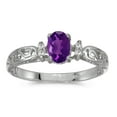 thumbnail image 1 of 10k White Gold Oval Amethyst And Diamond Ring, 1 of 2