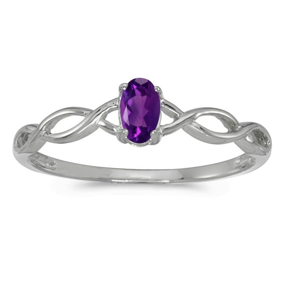 10k White Gold Oval Amethyst Ring