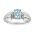 thumbnail image 1 of 10k White Gold Oval Aquamarine And Diamond Ring, 1 of 6