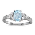 thumbnail image 1 of 10k White Gold Oval Aquamarine And Diamond Ring, 1 of 2
