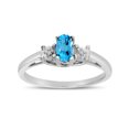 thumbnail image 1 of 10k White Gold Oval Blue Topaz And Diamond Ring, 1 of 5
