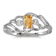 thumbnail image 1 of 10k White Gold Oval Citrine And Diamond Ring, 1 of 2