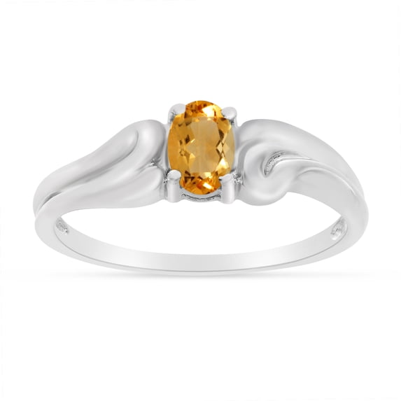10k White Gold Oval Citrine Ring