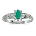thumbnail image 1 of 10k White Gold Oval Emerald And Diamond Ring, 1 of 2