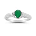 thumbnail image 1 of 10k White Gold Oval Emerald And Diamond Ring, 1 of 6