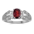 thumbnail image 1 of 10k White Gold Oval Garnet And Diamond Ring, 1 of 1