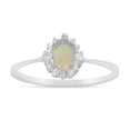 thumbnail image 1 of 10k White Gold Oval Opal And Diamond Ring, 1 of 6