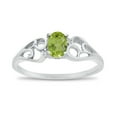 thumbnail image 1 of 10k White Gold Oval Peridot And Diamond Ring, 1 of 6