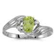 thumbnail image 1 of 10k White Gold Oval Peridot And Diamond Ring, 1 of 1