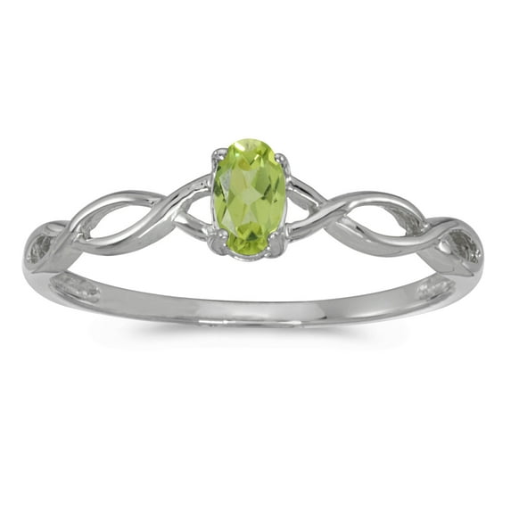 10k White Gold Oval Peridot Ring